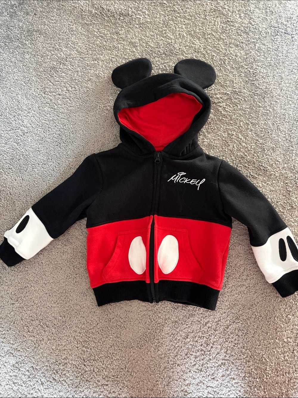 Disney Mickey Mouse Black & Red Hoodie with Ears
